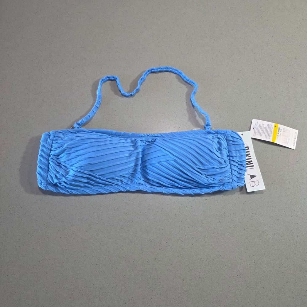 The Bikini Lab Blue Textured Bandeau Bikini Top BL9RZ81 Size Medium NWT